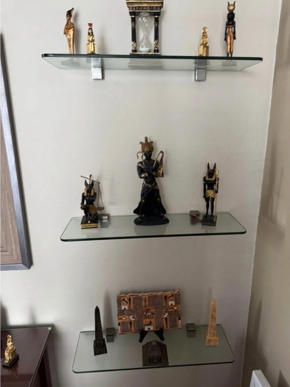 Gold Tone Egyptian Figurines Decor Set - Multicolor Accents
